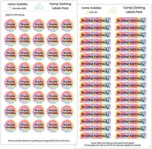 Vista 15 de Name Bubbles - Etiquetas de nombre personalizadas - Etiquetas personalizadas para guardería, escuela y campamento (74), planchables y adhesivas