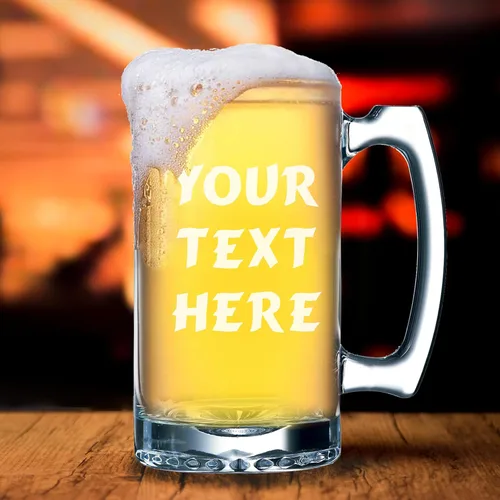 Vista 4 de My Personal Memories, Taza de cerveza personalizada y grabada de 12 oz (cualquier estilo de texto)