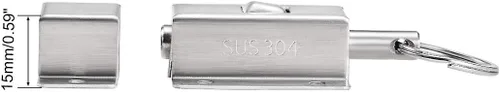 Vista 4 de uxcell Perno de barril de puerta, acero inoxidable 304 anillo de tracción de resorte con bloqueo deslizante automático con tornillo, 2 piezas