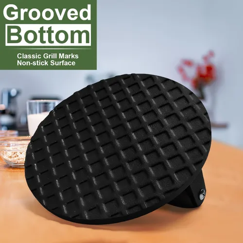 Vista 5 de Accesorios de plancha para Blackstone, cúpula de fusión redonda resistente de grado comercial de 12 pulgadas con prensa redonda de hierro fundido