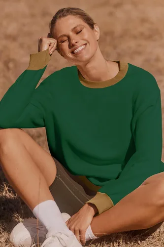 Vista 4 de ZESICA Sudadera 2023 para mujer, casual, de manga larga, cuello redondo, de gran tamaño, Y2K