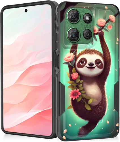 Vista 55 de Funda para Moto G Play 4G 2024, resistente de doble capa híbrida de policarbonato duro, goma suave, a prueba de golpes, funda protectora resistente