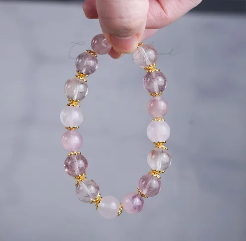 Vista 148 de Precious Gemstone Natural Crystal Healing Bracelet, Rutilated Quartz, Moonstone, Quartz Handmade Original Design Bracelet