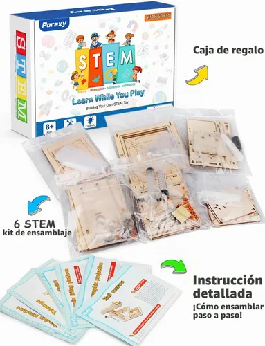 Vista 7 de Poraxy Kits STEM 6 en 1 para niños de 8 a 10 años, proyectos de experimentos educativos de construcción científica de 8 a 12 años, rompecabezas