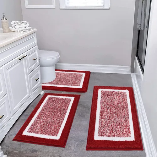 Vista 24 de Pauwer Juego de baño, alfombras de baño antideslizantes, alfombras de ducha absorbentes para suelo de baño, bañera y ducha, color azul aguamarina