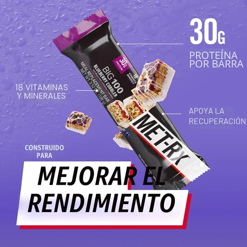 Vista 3 de MET-Rx Big 100 barras de proteínas colosales, Blueberry Cobbler, barras de reemplazo de comidas, 4