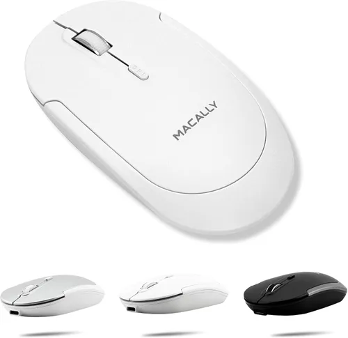 Vista 9 de Macally Mouse Bluetooth Inalámbrico para Mac, MacBook Pro/Air, iPad y PC - Cómodo y Silencioso Mouse Apple Inalámbrico Compatible - Plata