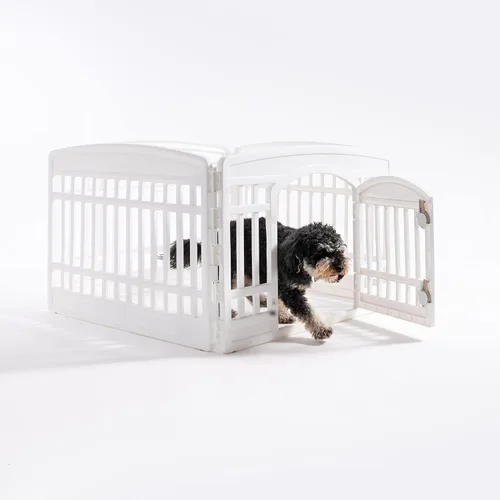 Vista 8 de IRIS USA Corral de juegos de paneles de 24 pulgadas para perro, Blanco