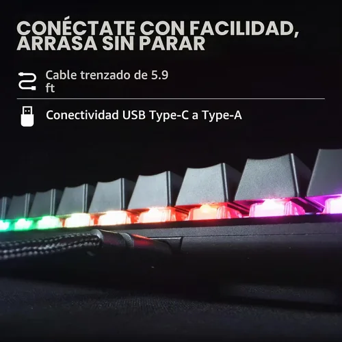 Vista 2 de HyperX Alloy Origins 60 - Teclado mecánico para juegos, factor de forma ultra compacto del 60 %, teclas PBT de doble disparo, retroiluminación LED