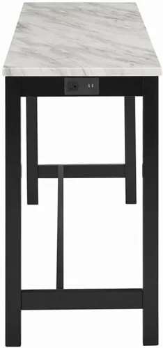 Vista 6 de New Classic Furniture Celeste - Juego de mesa de bar de mármol sintético con 3 taburetes de bar, terciopelo azul con base negra