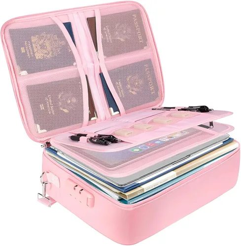 Vista 11 de BALEINE Caja de Documentos Ignífuga con Cerradura, Bolsa de Documentos Ignífuga Portátil Impermeable Cajas de Archivos Ignífugas para Documentos