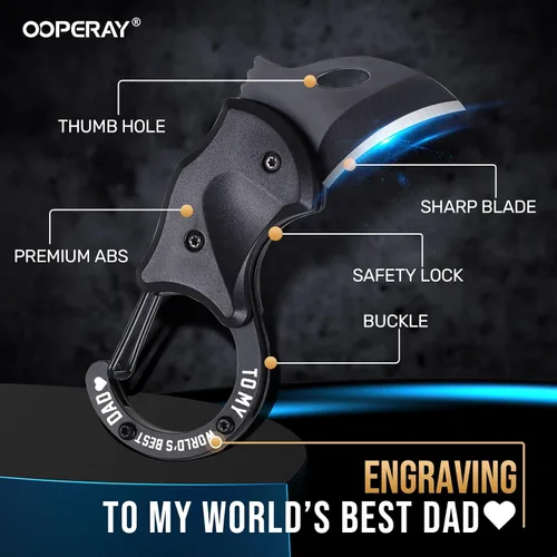 Vista 2 de OOPERAY Regalos para el mejor día del padre, cortador de caja EDC con texto en inglés "To my world's best dad", regalos de cumpleaños del día