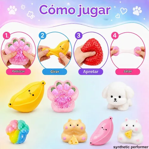 Vista 4 de Paquete de 20 juguetes sensoriales Taba Squishy Fidget Toys, Squishies Squishy Colorido