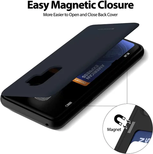 Vista 157 de GOOSPERY Parachoques magnético para puerta compatible con Galaxy S9 Plus, tarjetero tipo billetera con cierre automático por iman, funda protectora