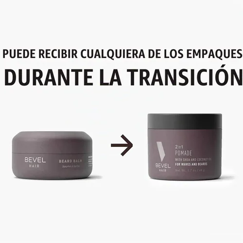 Vista 6 de Bevel - Bálsamo para barba y pomada para el cabello con aceite de coco y manteca de karité, cuidado de la barba para hombres, 1.7 onzas