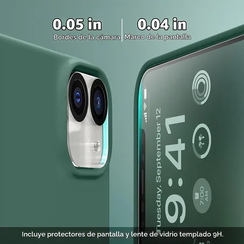 Vista 6 de GONEZ Funda de silicona magnética para iPhone 12 y iPhone 12 Pro, compatible con MagSafe, 1 protector de cámara + protector de pantalla; forro