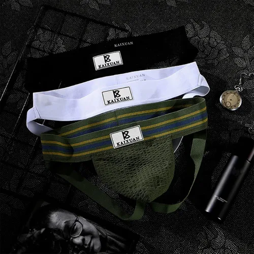 Vista 6 de Jock Strap - Correa de malla ancha para hombre, ropa interior masculina suspensorio, soporte atlético para vasectomía de gimnasio