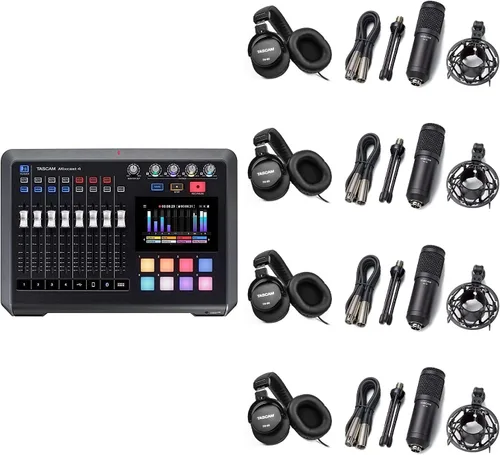 Vista 10 de TASCAM Mezclador de transmisión de podcasts Mixcast 4, grabadora e interfaz de audio USB: cuatro entradas de micrófono XLR/TRS, pantalla táctil