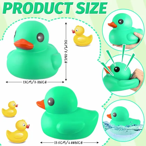 Vista 2 de Honoson Pato de Goma Gigante de 6.89 Pulgadas Pato de Goma Grande Patito Grande Juguete de Baño con Sonido Chirriante para Verano Baby Shower Fiesta