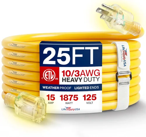 Vista 100 de Cable de extensión de 3 pies para exteriores/interiores, calibre 10/3, ultra resistente, SJTW, resistente al agua, certificación ETL, cable