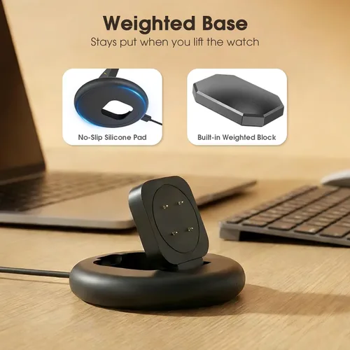 Vista 5 de Charging Stand Compatible with Fitbit Sense 2 / Versa 4 / Versa 3 / Sense, Adjustable Foldable Magnetic Charging Station Dock for Fitbit Smartwatch