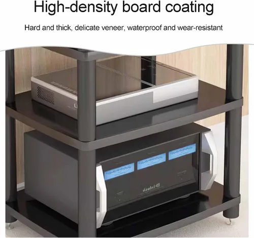 Vista 8 de Soporte para medios de audio y video, soporte de TV para juegos y estante estéreo, torre de audio, soporte para reproductor de grabaciones, pequeño