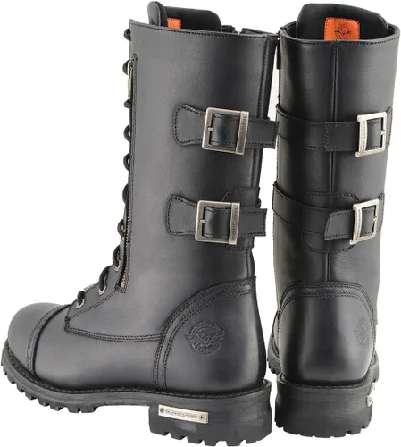 Vista 7 de Milwaukee Leather Botas de cuero con cordones tácticas negras de 13 pulgadas de alto para hombre con cremallera con bolsillo de almacenamiento