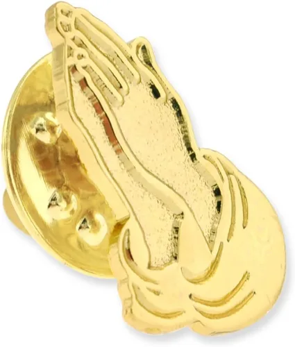 Vista 4 de PinMart's Gold Color Plated Praying Hands Religious Lapel Pin