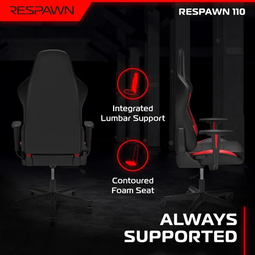 Vista 6 de Respawn Silla de juegos 110, silla de oficina ergonómica con reposacabezas Rojo