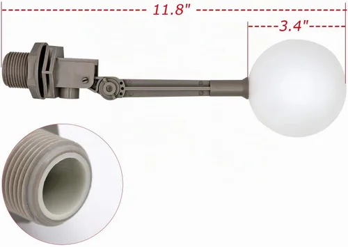 Vista 6 de Válvula de flotador de agua de 2 piezas de 1 pulgada con brazo ajustable válvula de bola de flotador de llenado automático para ganado fuentes