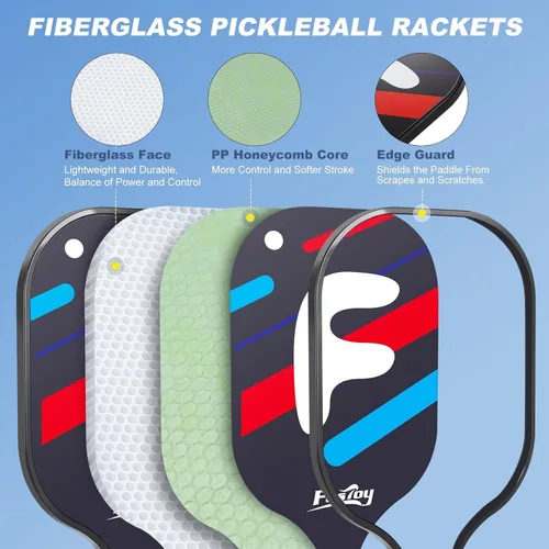 Vista 2 de Pickleball Net Set with 4 Fiberglass Paddles, Portable Pickleball Set with 4 Fiberglass Paddles, 6 Balls & Carry Bag, Easy Setup for Driveway