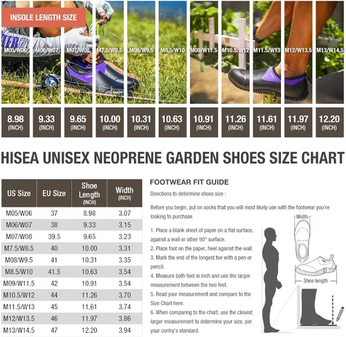 Vista 2 de HISEA Zapatos de jardín unisex impermeables para el tobillo, botas de lluvia de goma sin cordones para mujeres y hombres al aire libre, 6 Women5 Men