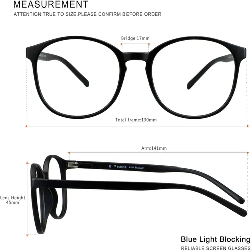 Vista 5 de Gafas presbíopicas multifocales progresivas redondas vintage, gafas de luz anti-azul., Negro