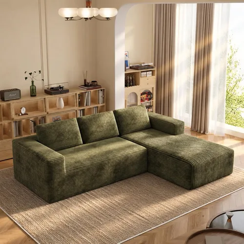 Vista 28 de Sofá modular de pana de 106 pulgadas, sofá en forma de L deshuesado con asiento profundo, sofá de espuma de nube con diván de gran tamaño, sofá Negro