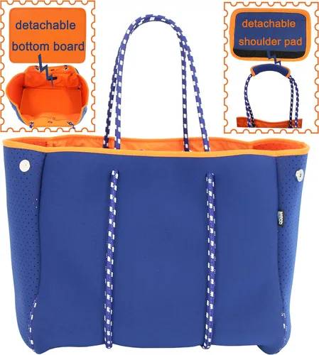 Vista 3 de QOGiR Bolsa de playa multiusos de neopreno con bolsillo interior con cierre de cremallera
