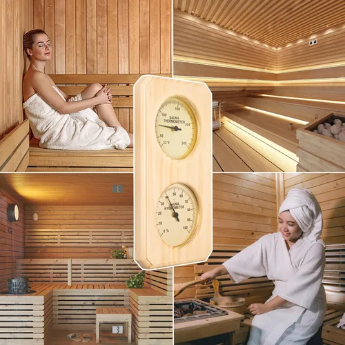 Vista 6 de Termómetro e higrómetro de sauna, termómetro de sauna 2 en 1, accesorios Fahrenheit, medidor de temperatura de sauna para sauna, sala de vapor