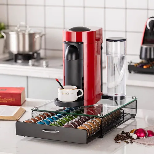 Vista 9 de Soporte para cápsulas de café con capacidad para Nespresso Vertuoline, Casual, Negro Visualized Capsules Quantity Fits Under Coffee Machine,Save
