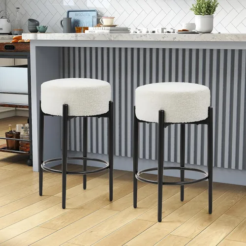 Vista 9 de Murago Taburetes de bar de altura de mostrador, juego de 2, taburetes de bar modernos sin respaldo de 24", ideales para encimera de cocina, isla