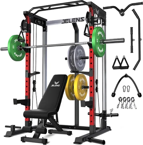 Vista 26 de C21 Power Cage 2000LBS Multi-Function Power Rack with Independent Dual Pulley System, All-in-One Squat Rack for Cable Crossover, Home Gym Workout