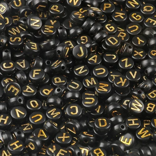 Vista 15 de 900 cuentas acrílicas doradas de letras del alfabeto, letras coloridas del alfabeto, cuentas de cubo negro para pulseras de la amistad y regalos
