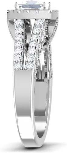 Vista 4 de Anillo de compromiso con diamante de talla excelente creado en laboratorio, con certificación IGI de 3.43 quilates con milgrain en oro rosa amarillo