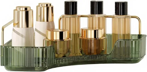 Vista 10 de YCIA&DONE Organizador de esquina para mostrador de baño, organizador de maquillaje para tocador, bandeja de perfumes cosméticos para el cuidado