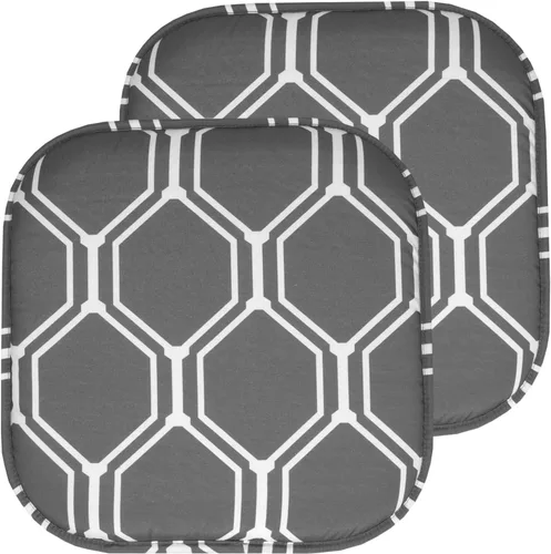 Vista 148 de Sweet Home Collection Cojines de espuma viscoelástica para silla, antideslizantes, diseño de panal de abeja, 16 x 16 pulgadas, paquete de 2