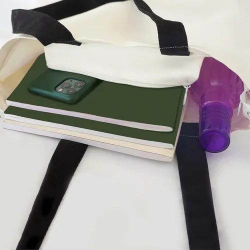 Vista 3 de Diseño impreso de la bolsa de asas de algodón Silhoutte, Impresión de cámara, Impresión de cámara