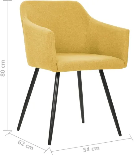 Vista 2 de Yellow Fabric Dining Chairs Set of 4, Modern Kitchen Dining Room Seating, Sturdy Metal Frame for Home