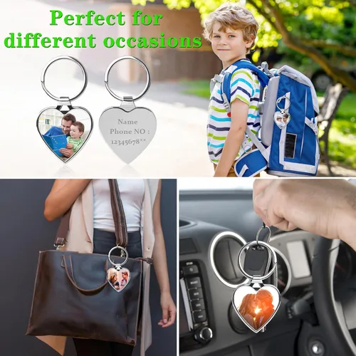 Vista 6 de HYPERFOLD Llavero personalizado de doble cara con imagen, grabado personalizado, texto fotográfico, regalos personalizados para hombres, novio