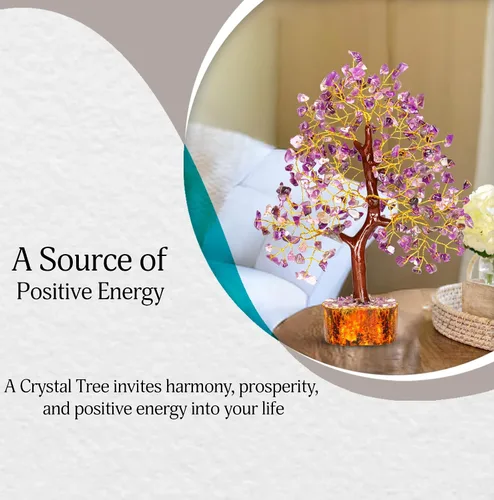 Vista 7 de YATSKIA Árbol de amatista - Árbol de cristal - Decoración de cristales de Feng Shui - Decoración púrpura - Cristales espirituales - Meditación