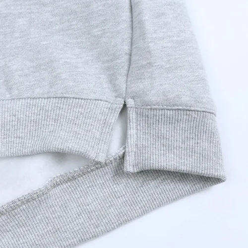 Vista 4 de Sudadera para niños, sudadera de forro polar para bebés Plus Color sólido con brasier (gris, 6-9 meses)