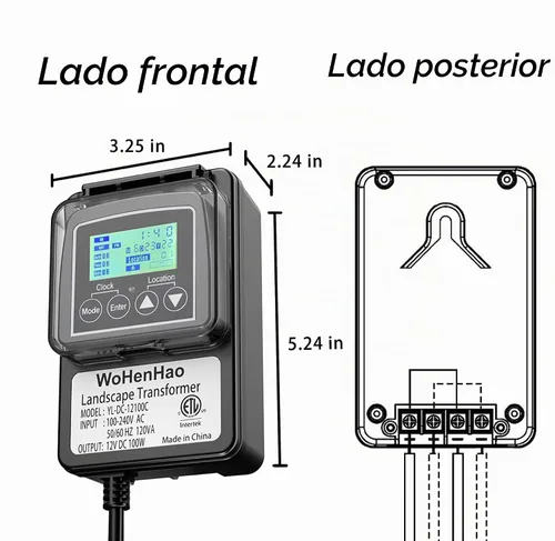 Vista 5 de Wohenhao Transformador de iluminación de bajo voltaje de 100 W para luces de paisaje de bajo voltaje de salida de 12 V CC, transformador de luces