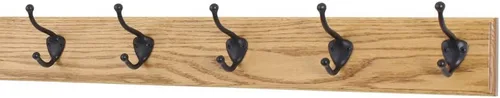 Vista 7 de PegandRail Perchero de roble con ganchos estilo sombrero y abrigo de bronce aceitado (castaño, 15 x 3.5 pulgadas con 3 ganchos)